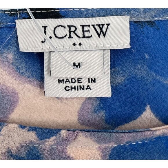 J.Crew Womens Blue Floral Ruffle Hem Blouse With Bell Sleeves & Tiered Design M - Picture 2 of 8